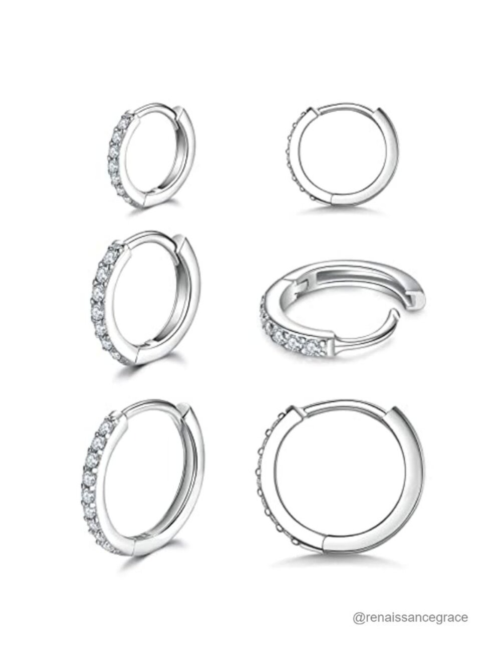3 Pairs 925 Sterling Silver Small Hoop Earrings for Women Men